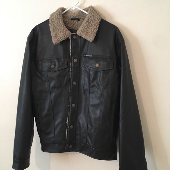 us polo brown leather jacket